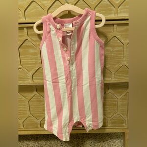 Pink and White Striped Baby Romper
